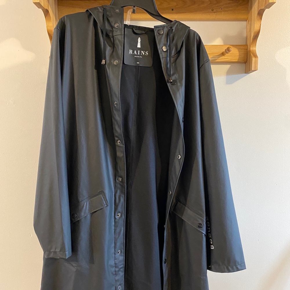 RAINS raincoat black womens small/medium